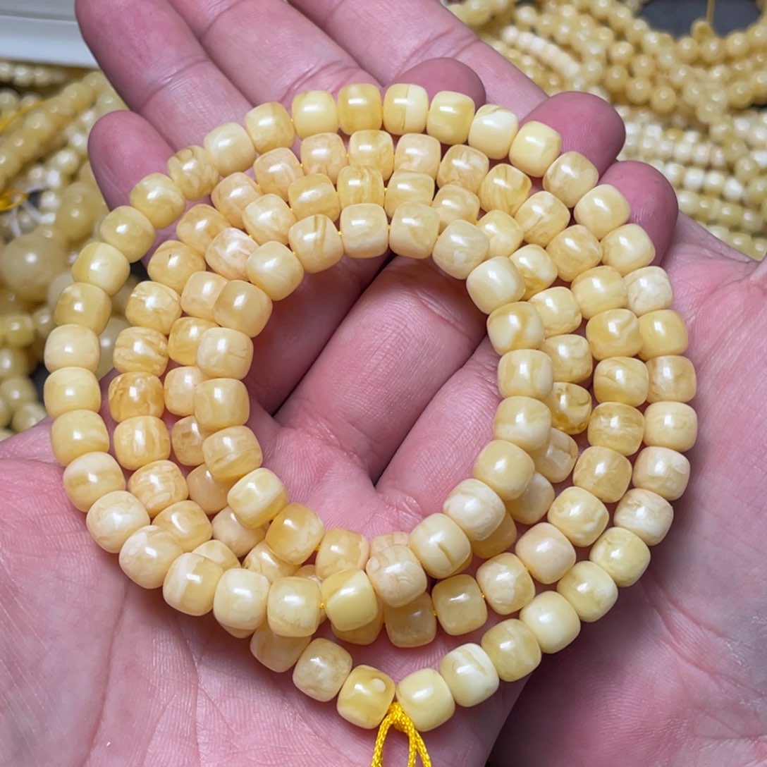 蜜蜡裸石未镶嵌蜜蜡佛珠8mm