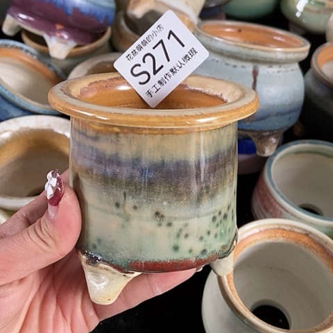 紫砂花盆271微瑕品口径7厘米左右