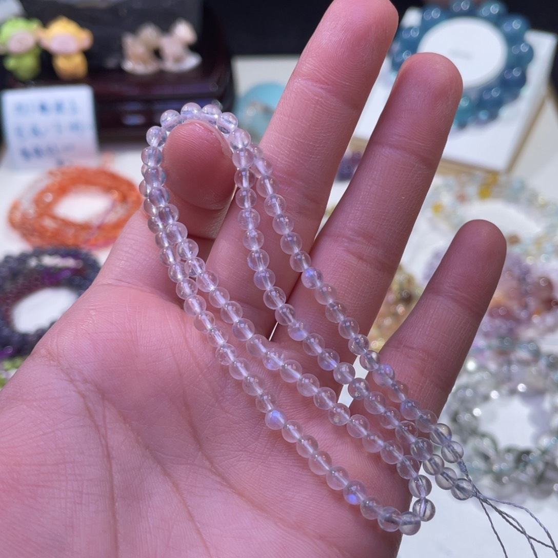 未镶嵌手链水晶蓝月光半成品4mm