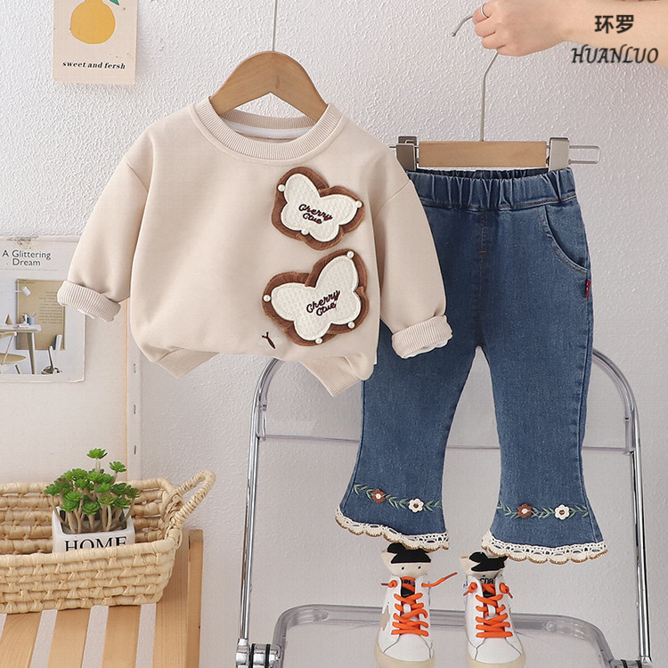 童装女童春装套装2025新款婴儿童春季女可爱时尚长袖卫衣两件套