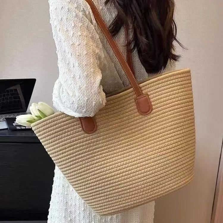 时尚编织包包度假大容量白搭新款海边单肩沙滩通勤托特包