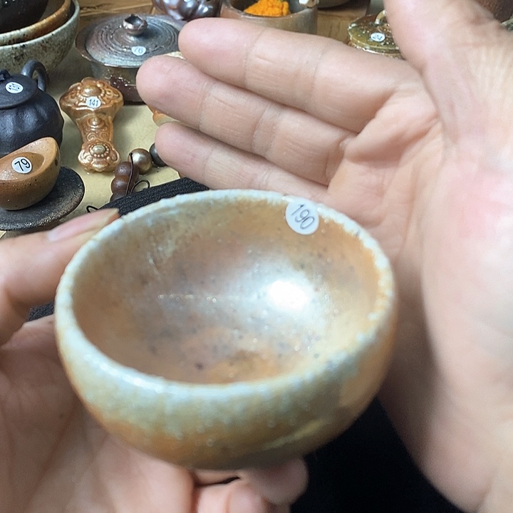 杯手工粗陶、柴烧茶器