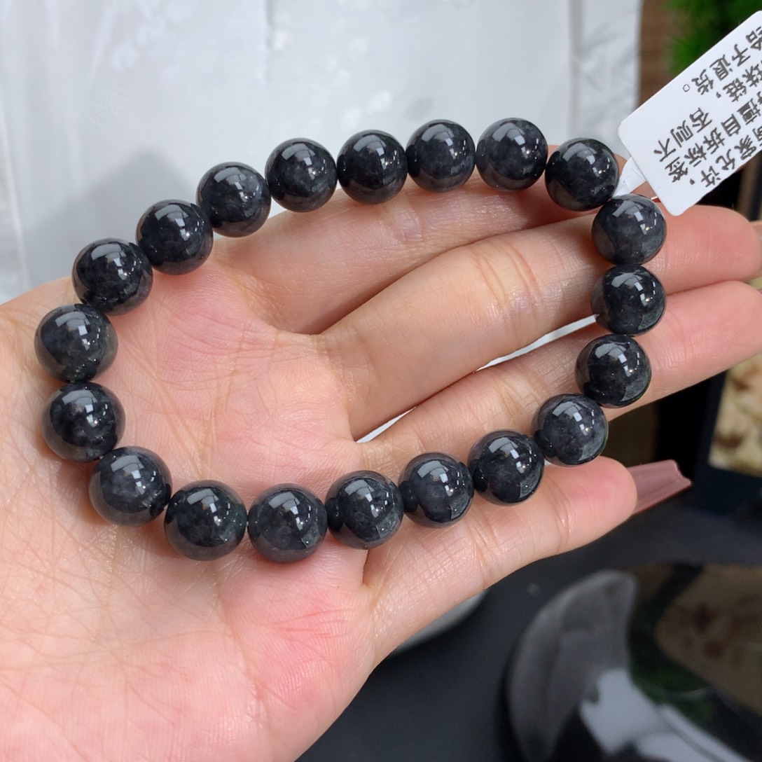 翡翠手链未镶嵌卡9.5黑乌鸡手串