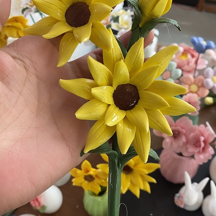 瓷片纯手工陶瓷花摆件