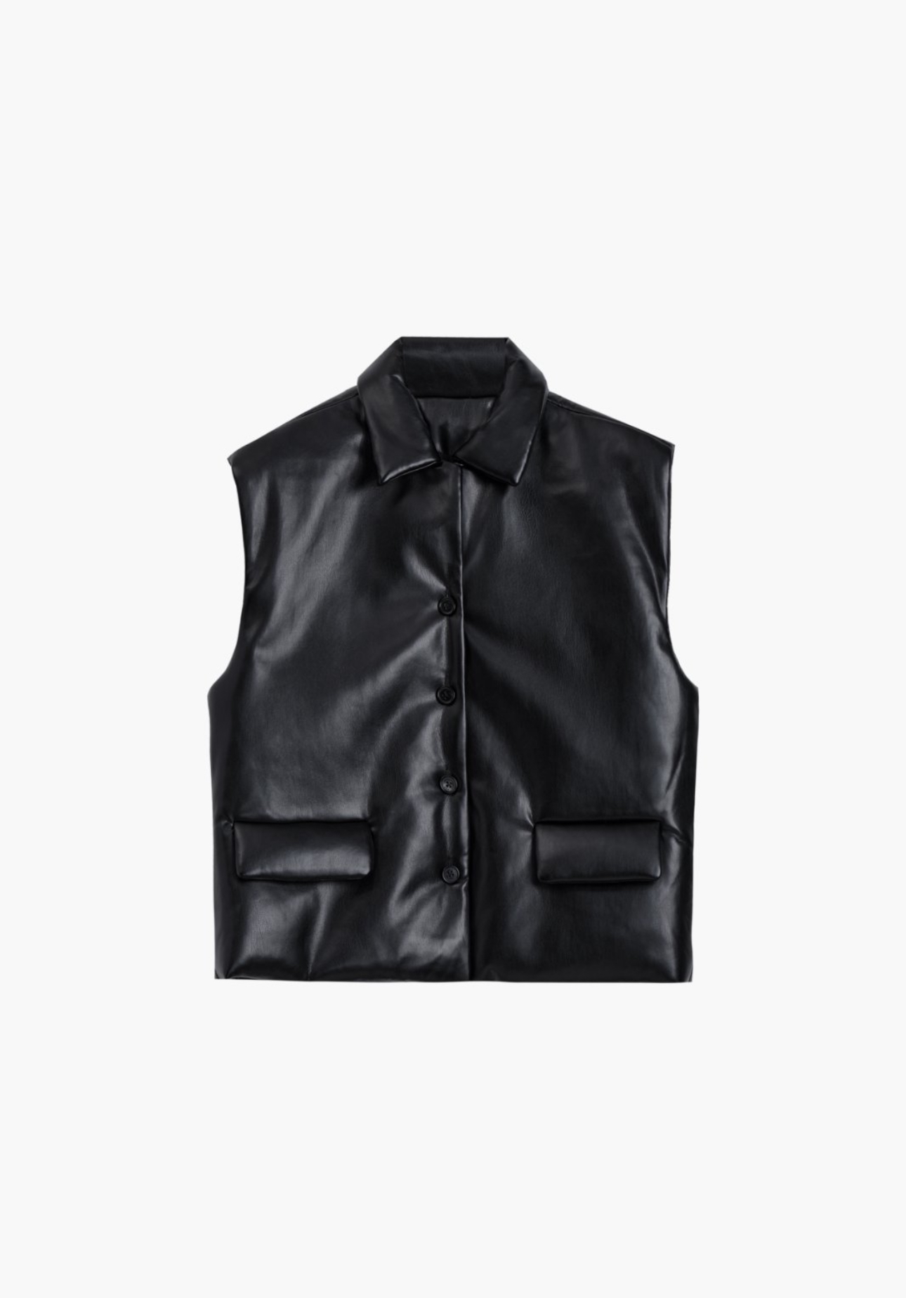 ETHOR 25秋冬 设计师品牌 黑色PU棉服马甲