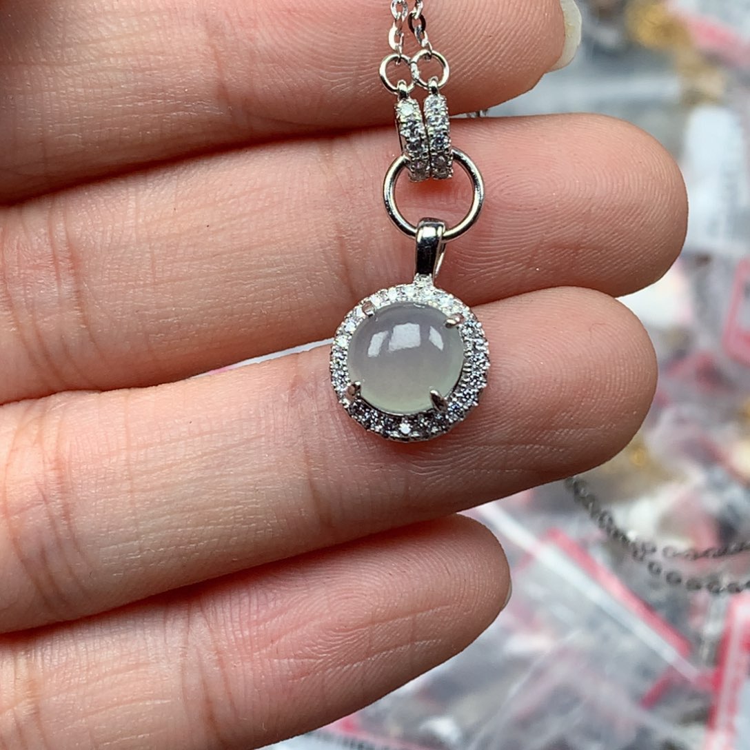 翡翠银S925镶嵌戒指天然翡翠耳饰