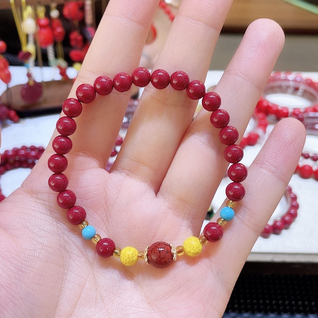 天然辰砂紫金砂手串