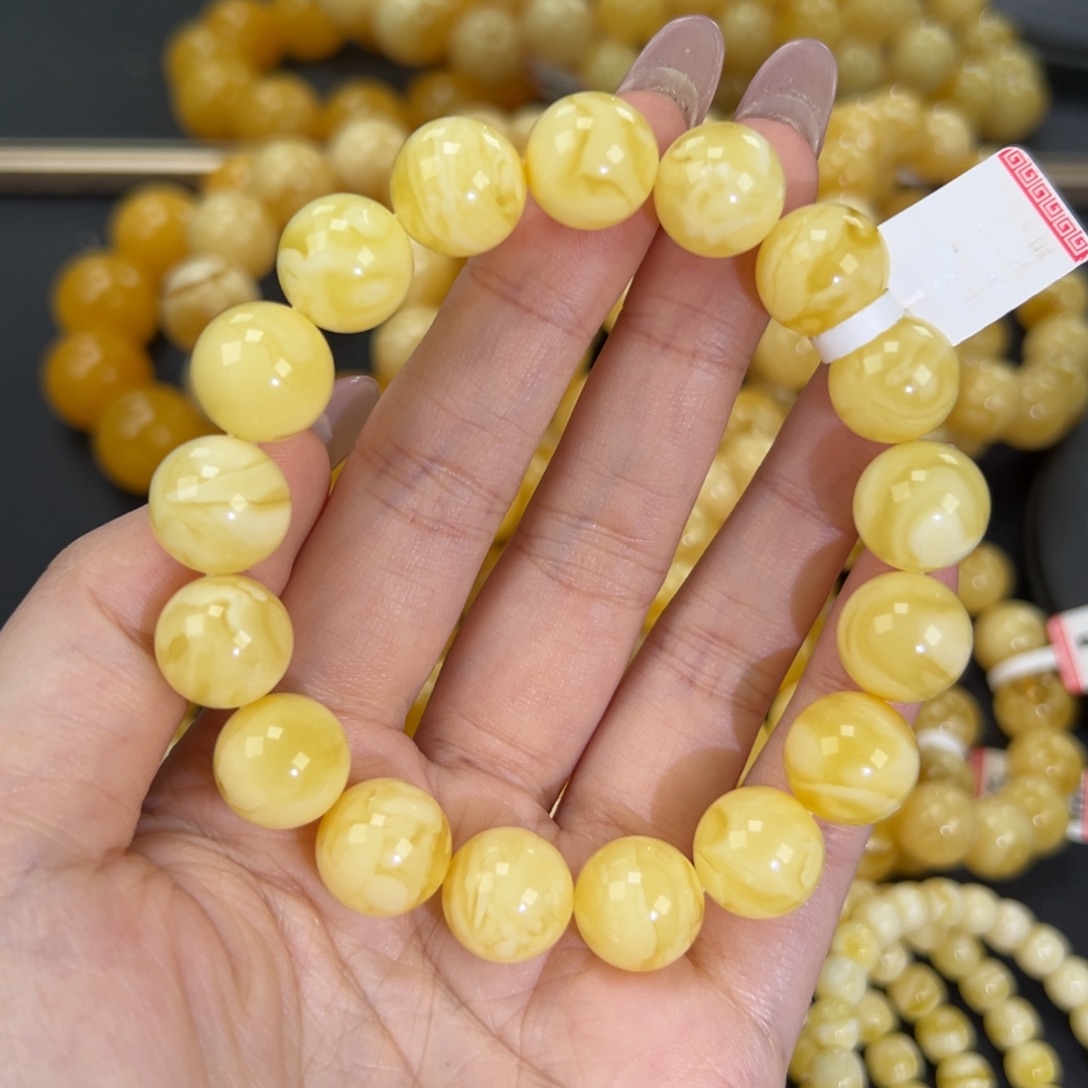 琥珀未镶嵌手链22.7白蜡妖花