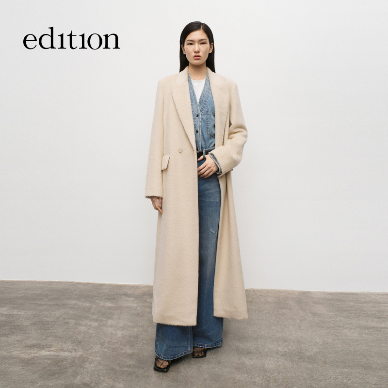 【达人专属】edition羊驼毛绵羊毛长款西装毛呢大衣#EBD3OVC004