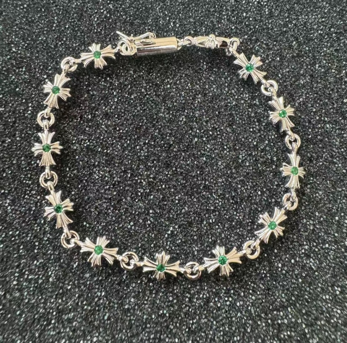 925银莫桑石手链 轻奢时尚百搭欧美复古克罗小手链