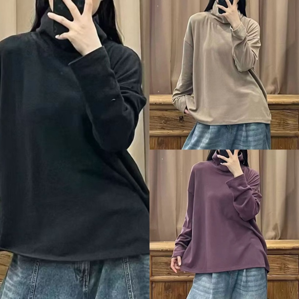 纯色盆领德绒打底衫（衣长67胸围128）