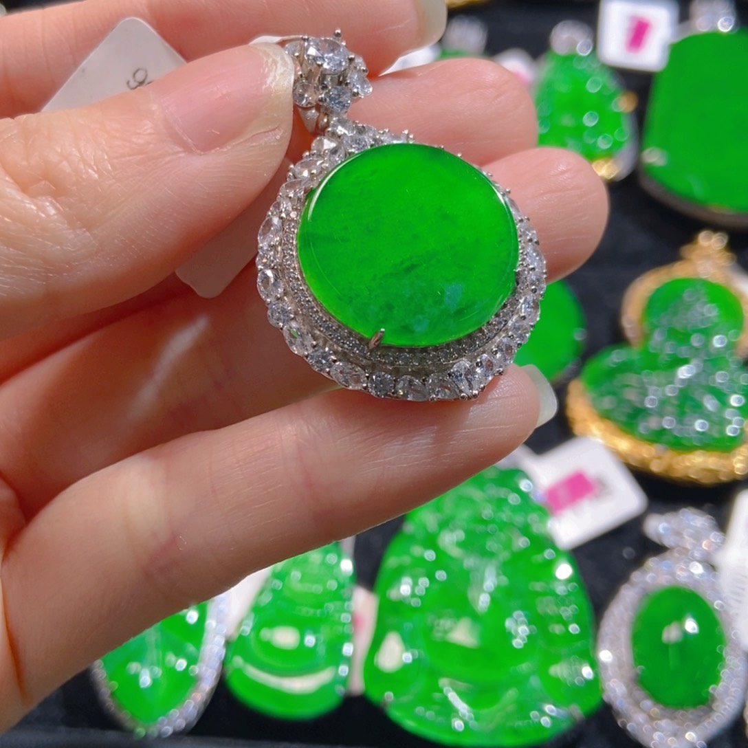 翡翠吊坠(不含链)银S925镶嵌