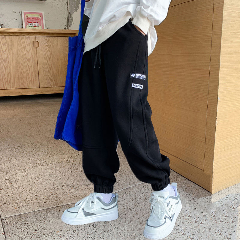 男孩新款儿童韩版休闲卫裤男童裤子2025秋冬款中大童加绒运动潮裤