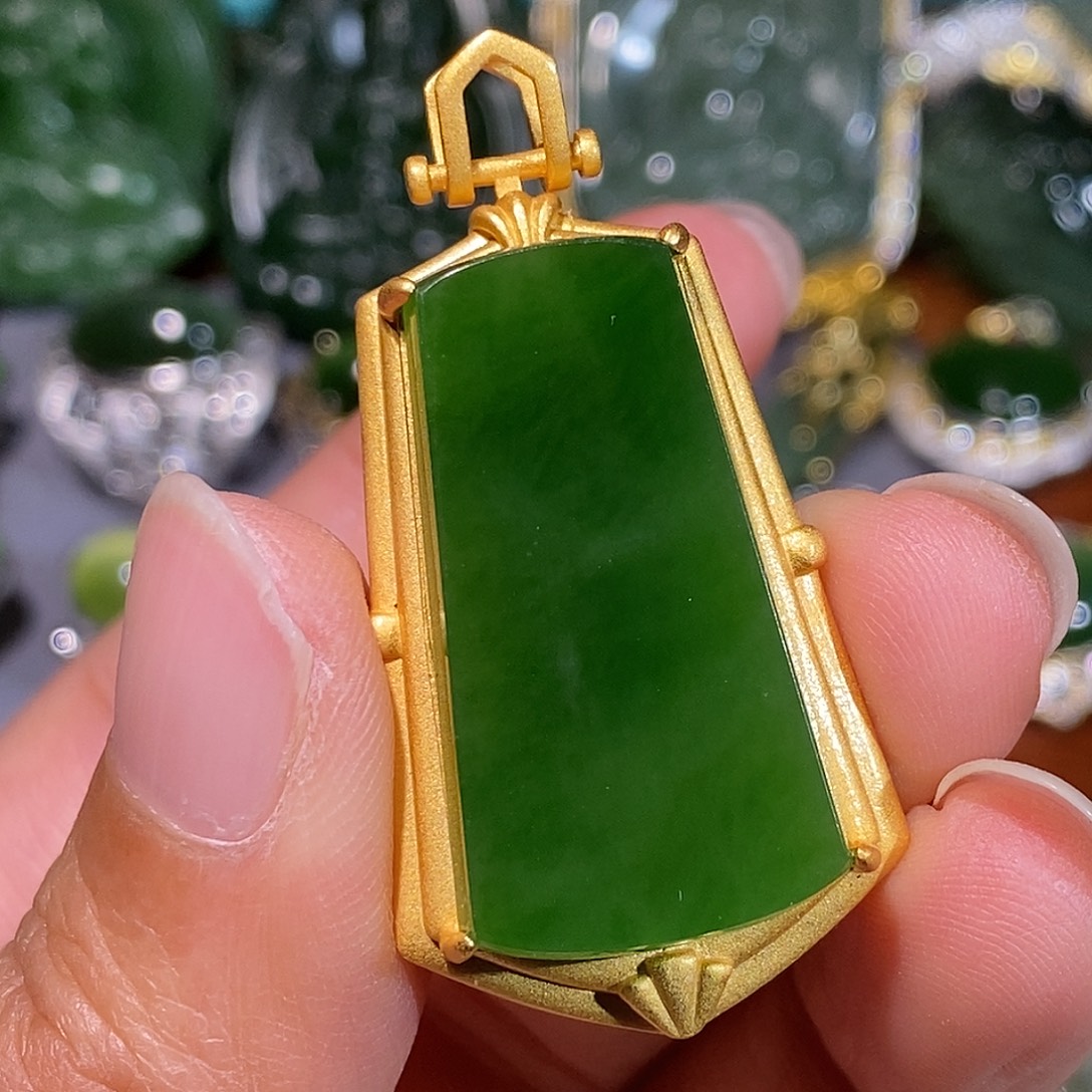 和田玉（碧玉）银S925镶嵌颈饰