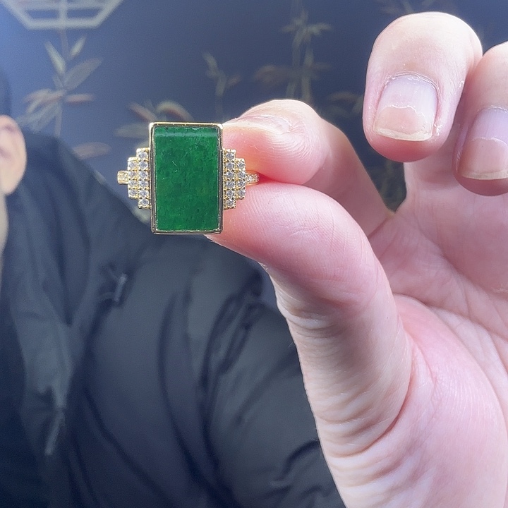 翡翠戒指银S925镶嵌特价 新年