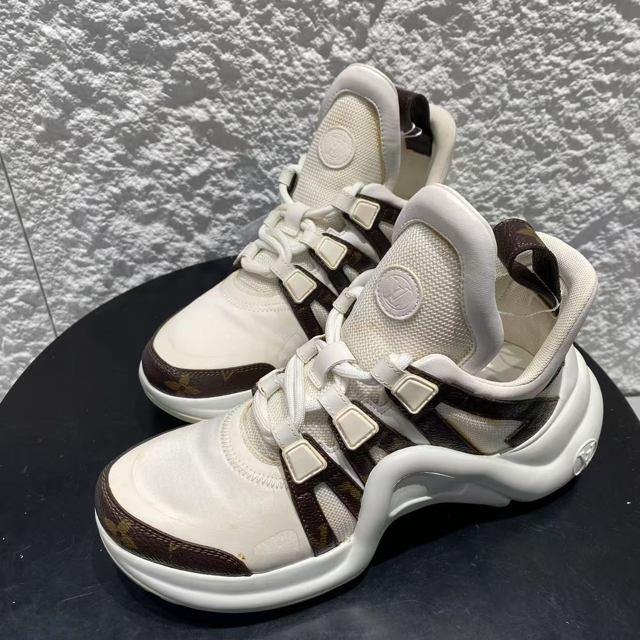 95新 LouisVuitton/路易威登 36码/Seven/无配件/白棕老爹鞋 1208