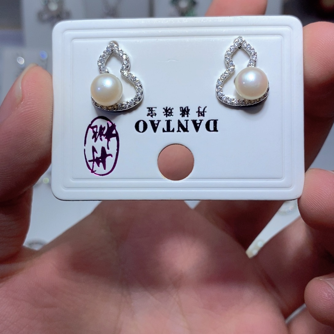 淡水珍珠耳饰银S925镶嵌