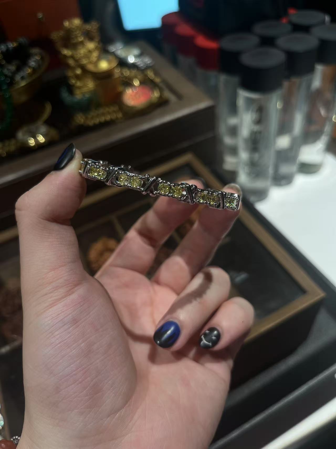 合金手镯 【陨灭 香槟拉提 手镯】小提银色黄锆手镯国潮风发字嘻哈