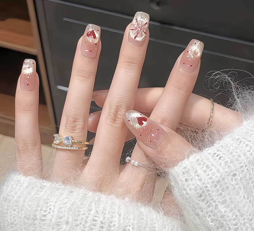 【梦幻烟花】流色爱心烟花猫眼手工穿戴甲短款少女风氛围感美甲