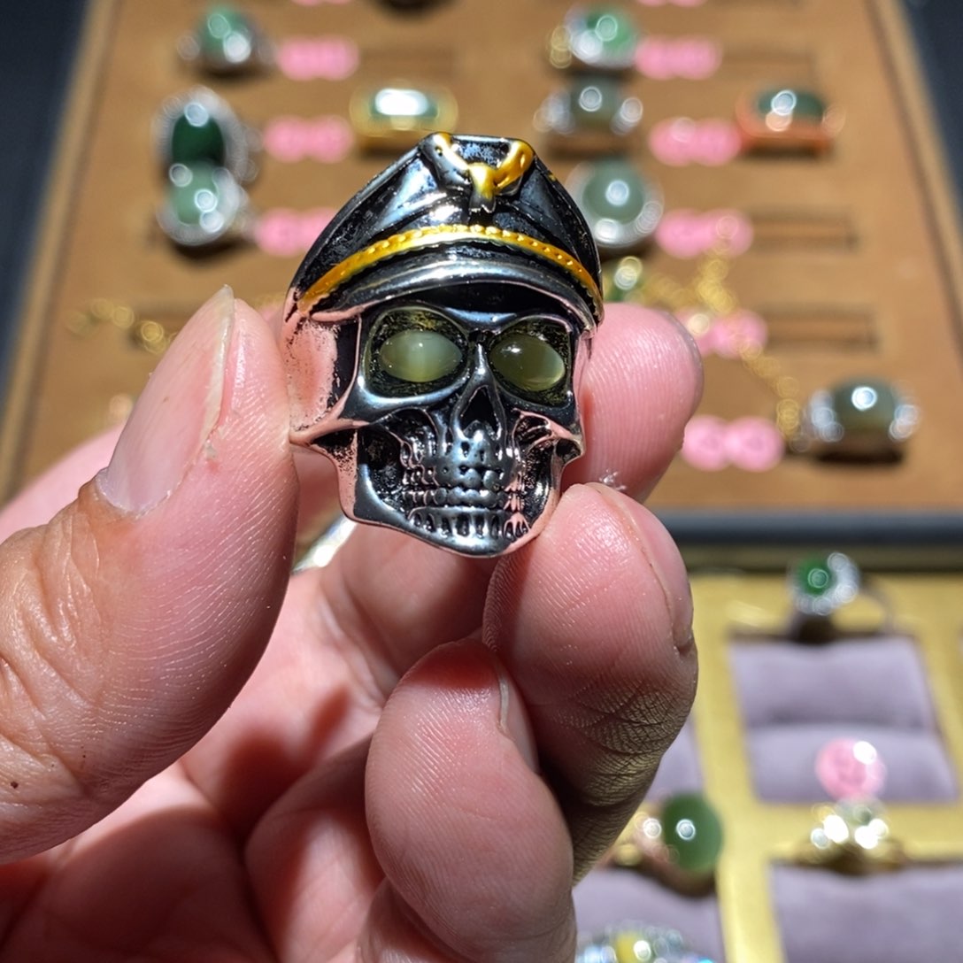 和田玉（碧玉）戒指未镶嵌波****5