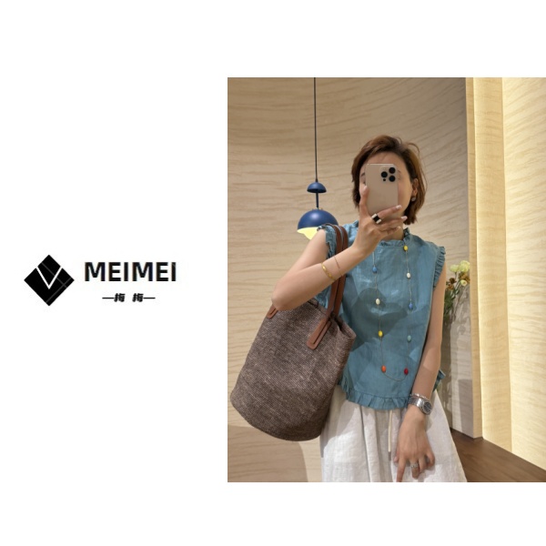 XMM.《木耳边亚麻背心》夏季时尚百搭洋气潮流舒适背心T恤-HB669616