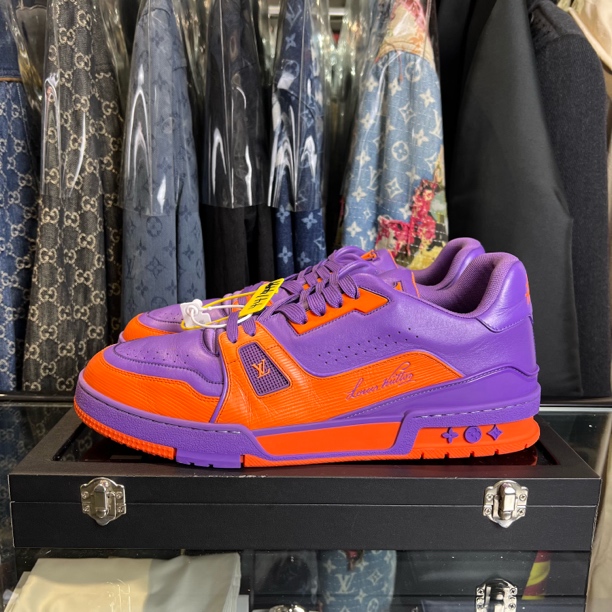 99新 LouisVuitton/路易威登 trainer紫橙板鞋/44码/原盒