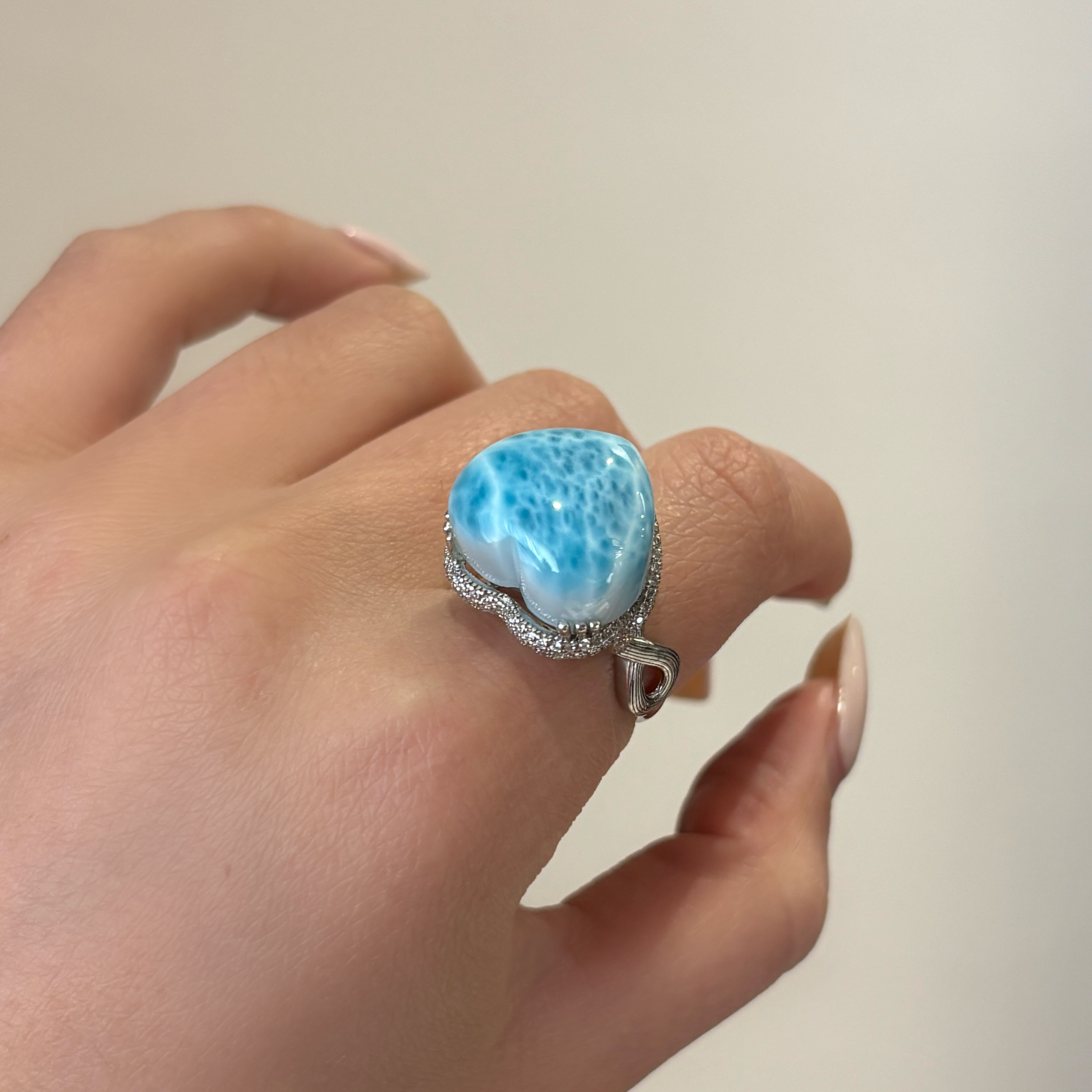 天然海纹石戒指时尚