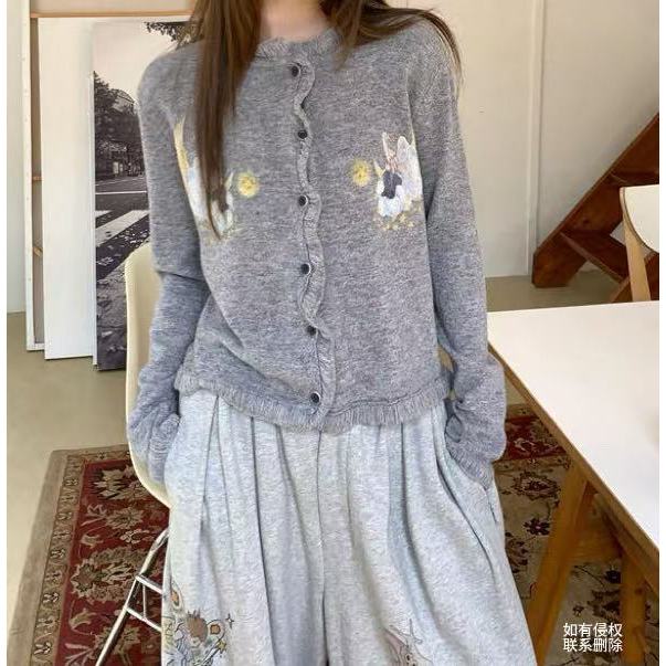 『朱小姐』钓星星男孩印花纯羊毛针织开衫 G509