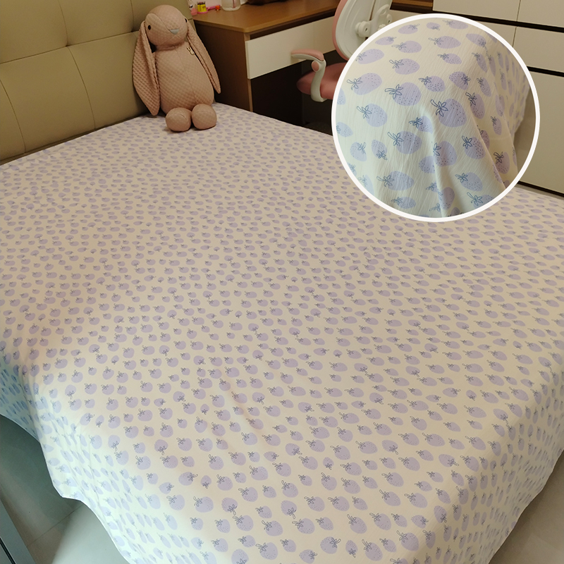 床单2.3m*2.5m秋冬加厚加密斜纹双层皱皱纱【紫色草莓】