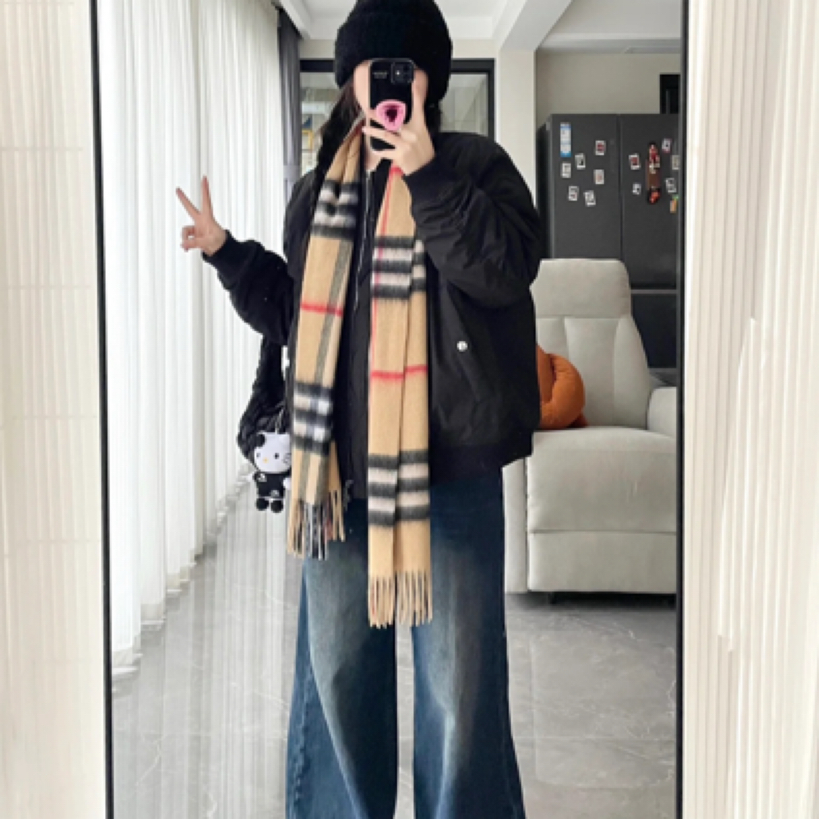 100%纯山羊绒围巾男女同款秋冬百搭格子英伦加厚高档生日礼物围脖