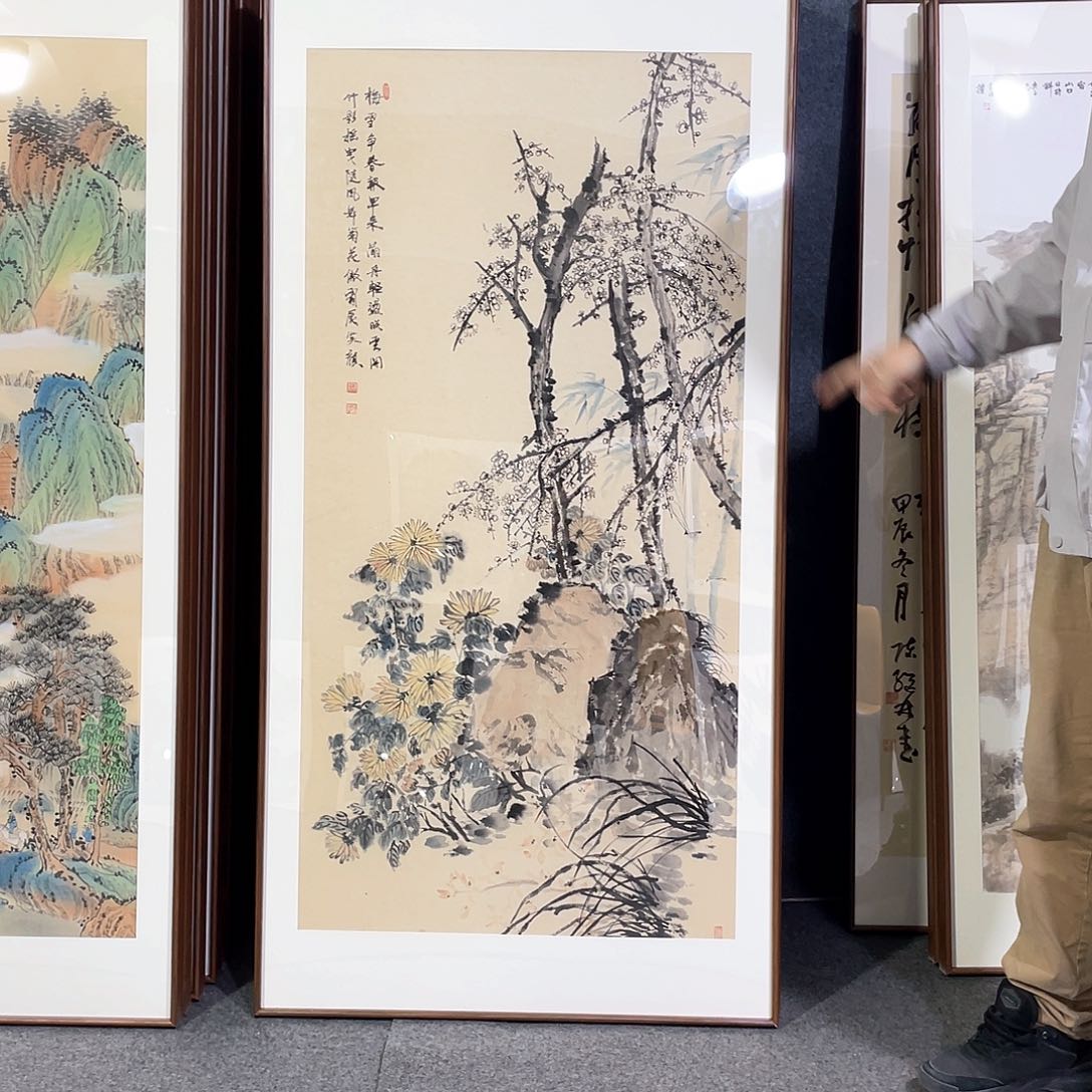 国画手绘画作品带框