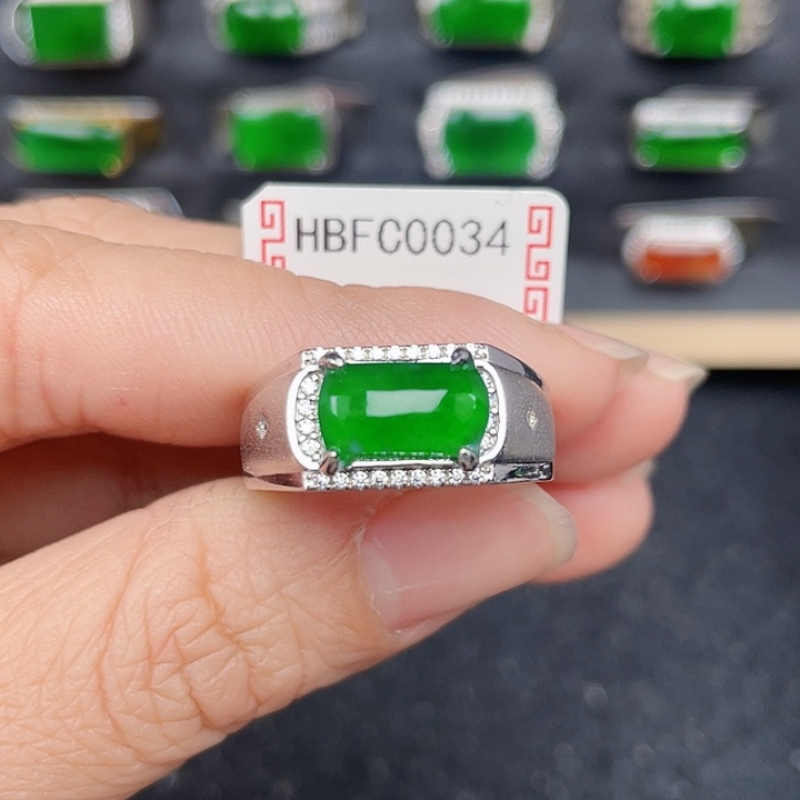 翡翠戒指银S925镶嵌独*编号没有运费险0034