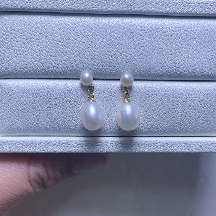 淡水珍珠耳饰银S925镶嵌