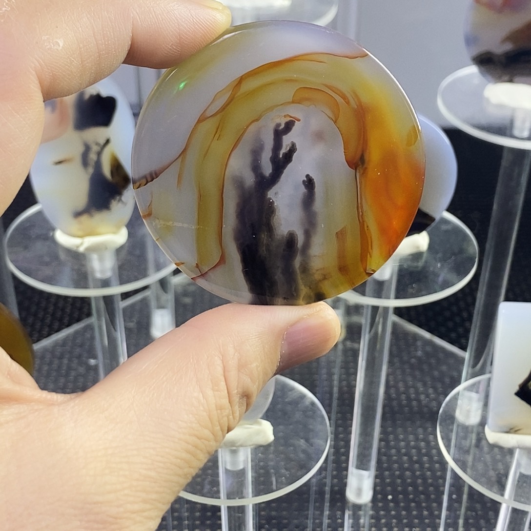 合成碳硅石非金属时尚图纹画面石饰品