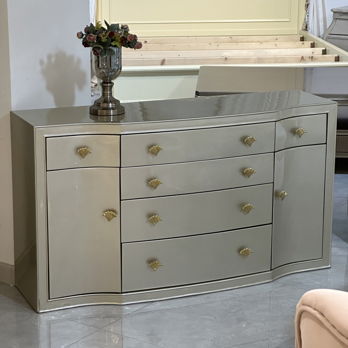 美式轻奢实木斗柜香槟色客厅储物柜餐边柜