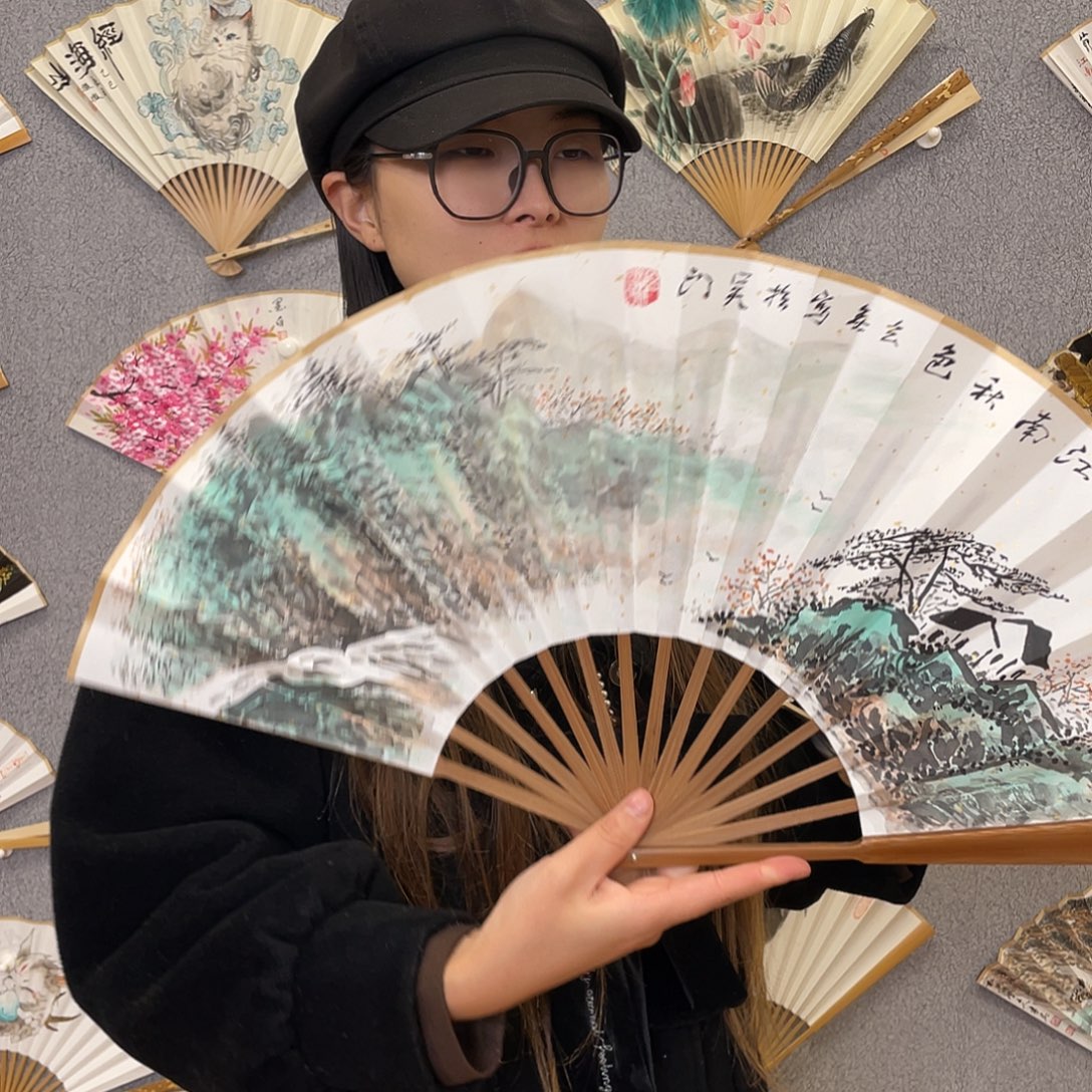 书法10寸-油竹福利折扇（默认粘好）