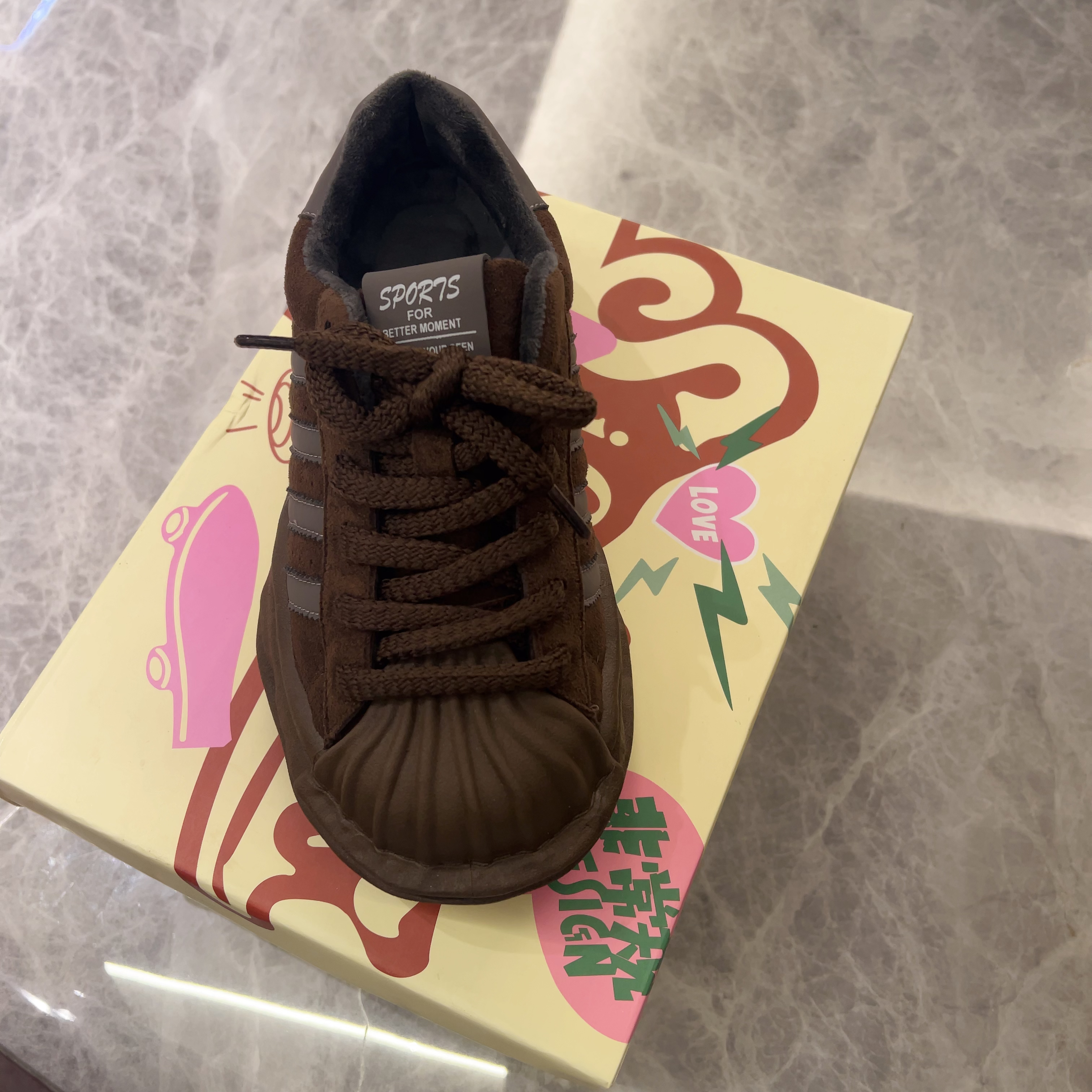 溶解鞋女百搭加棉板鞋棉鞋女休闲女棕色37