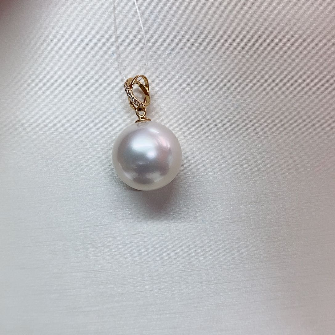 吊坠(不含链)18K金镶嵌海水珍珠12-13