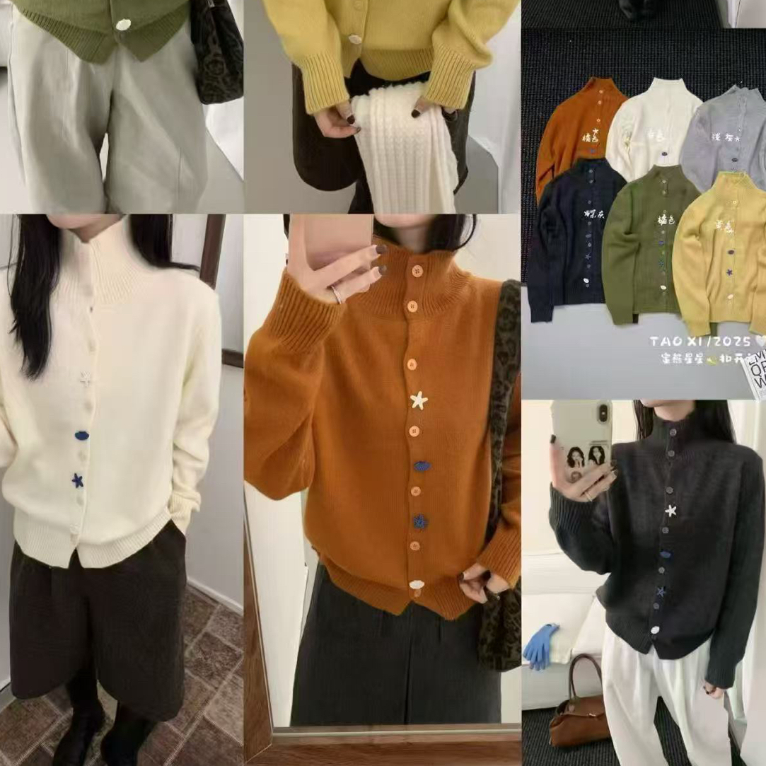 【云云精选】66825 冬季暖糯彩扣毛衣