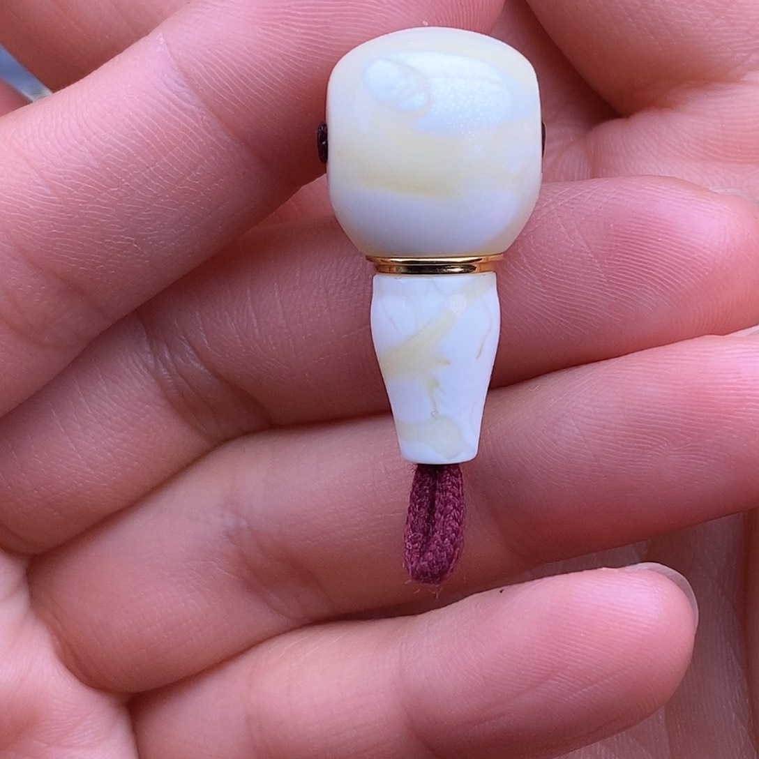 琥珀裸石18K金镶嵌暖**风15mm 蜜蜡三通