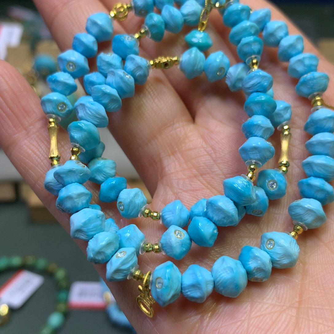 绿松石项链18K金镶嵌