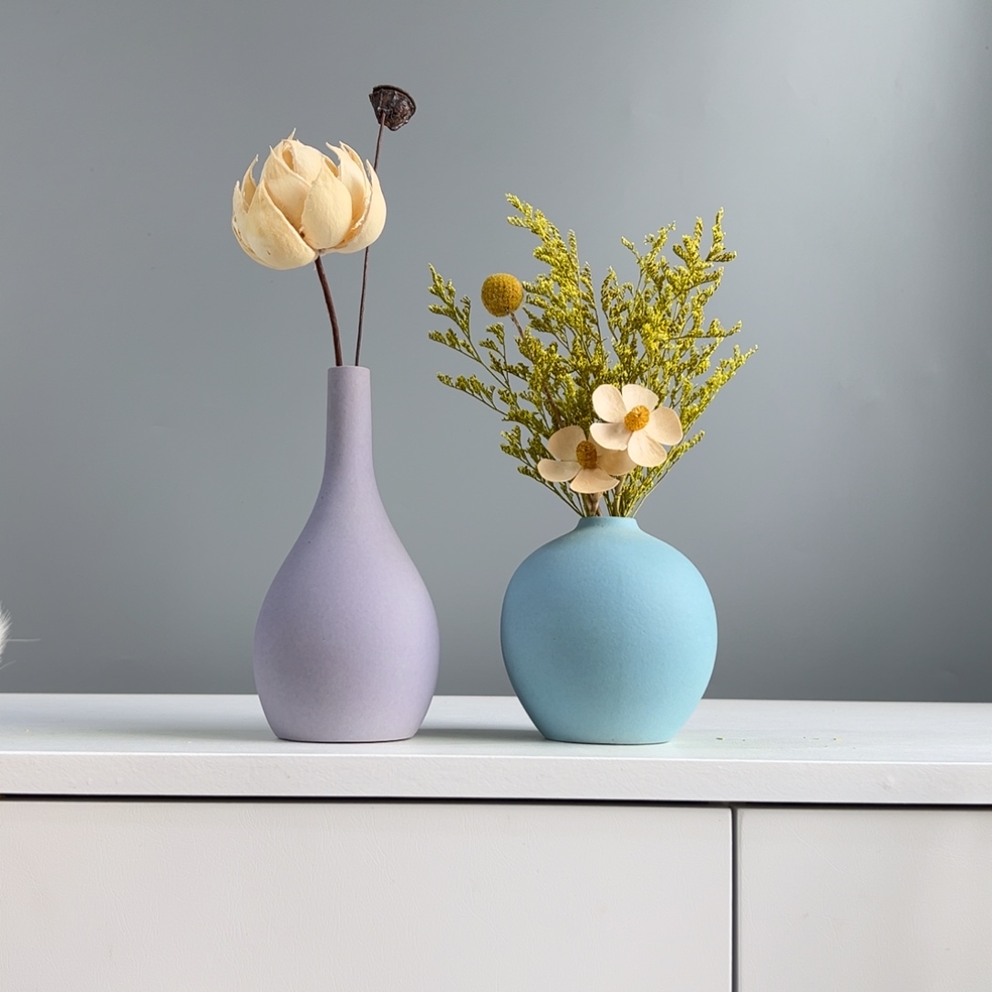 陶瓷花瓶景德镇陶瓷花瓶含花总高约20-30cm