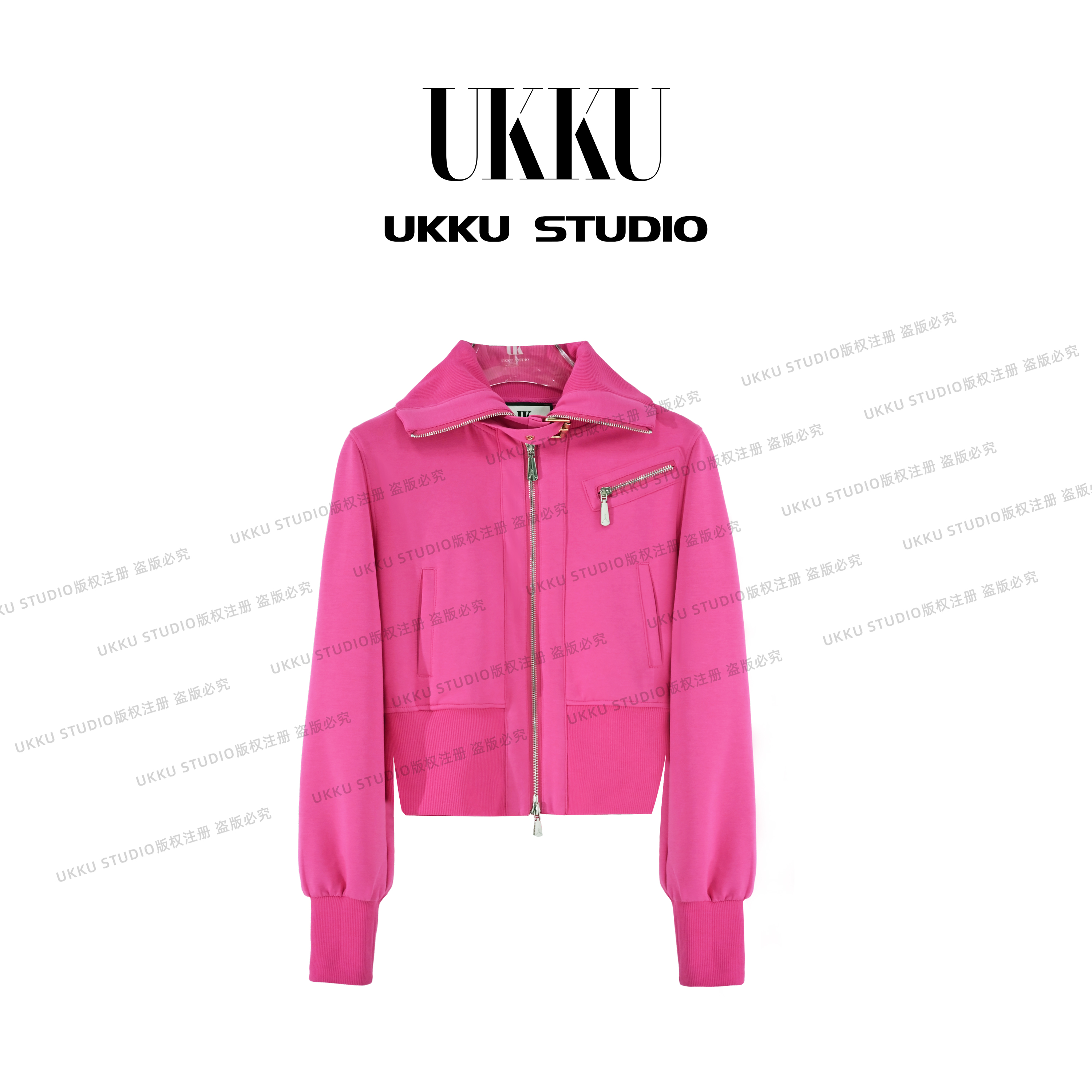 肖肖【UKKUSTUDIO】秋款时尚百搭重磅休闲长袖开衫卫衣314753