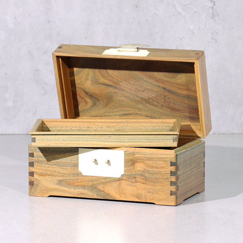 老豆妈 首饰盒/箱 绿檀木双层长方形实木翡翠文玩首饰收纳盒红木