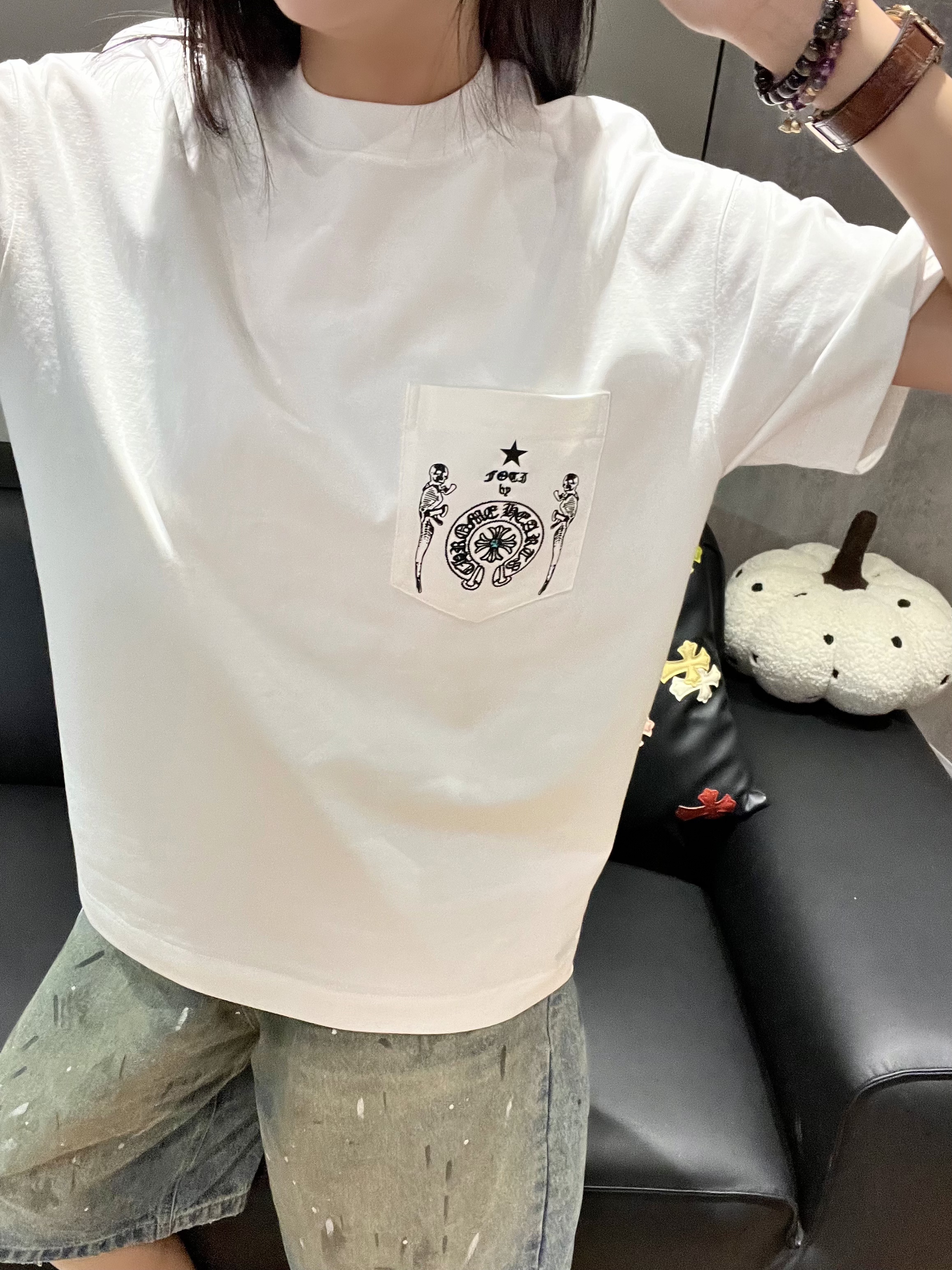 【小颖-W1523】韩版时尚宽松圆领短袖T恤