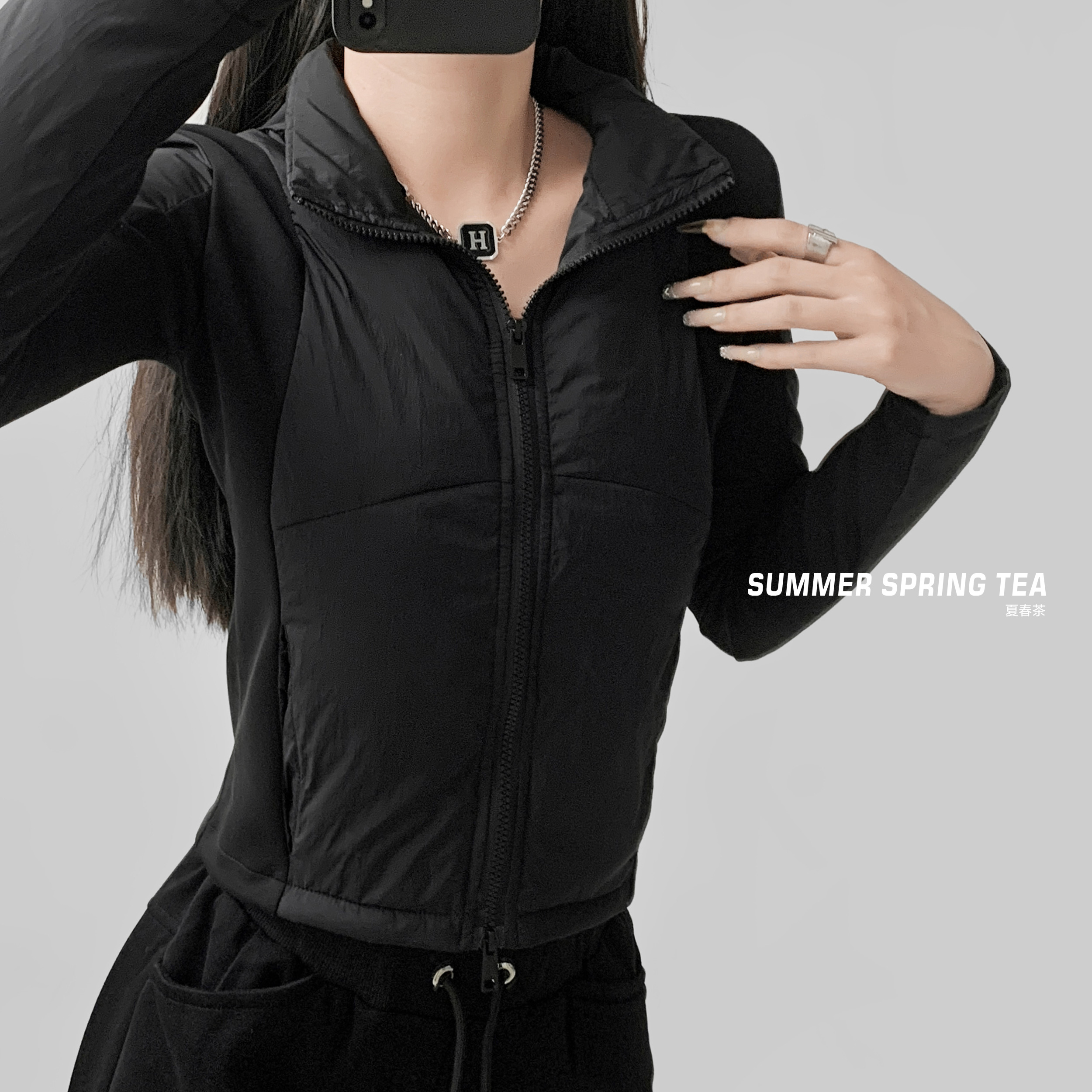 夏春茶羽绒服轻薄运动外套冬季新款气质打底显瘦白鸭绒保暖-S