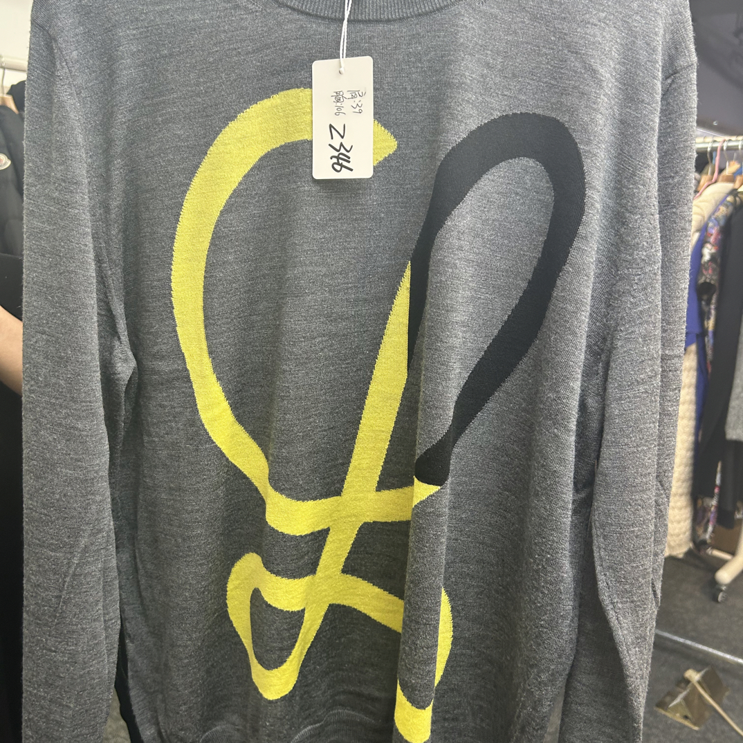 99新 LOEWE/罗意威 HZ二手奢侈品黄色logo灰色上衣Z346