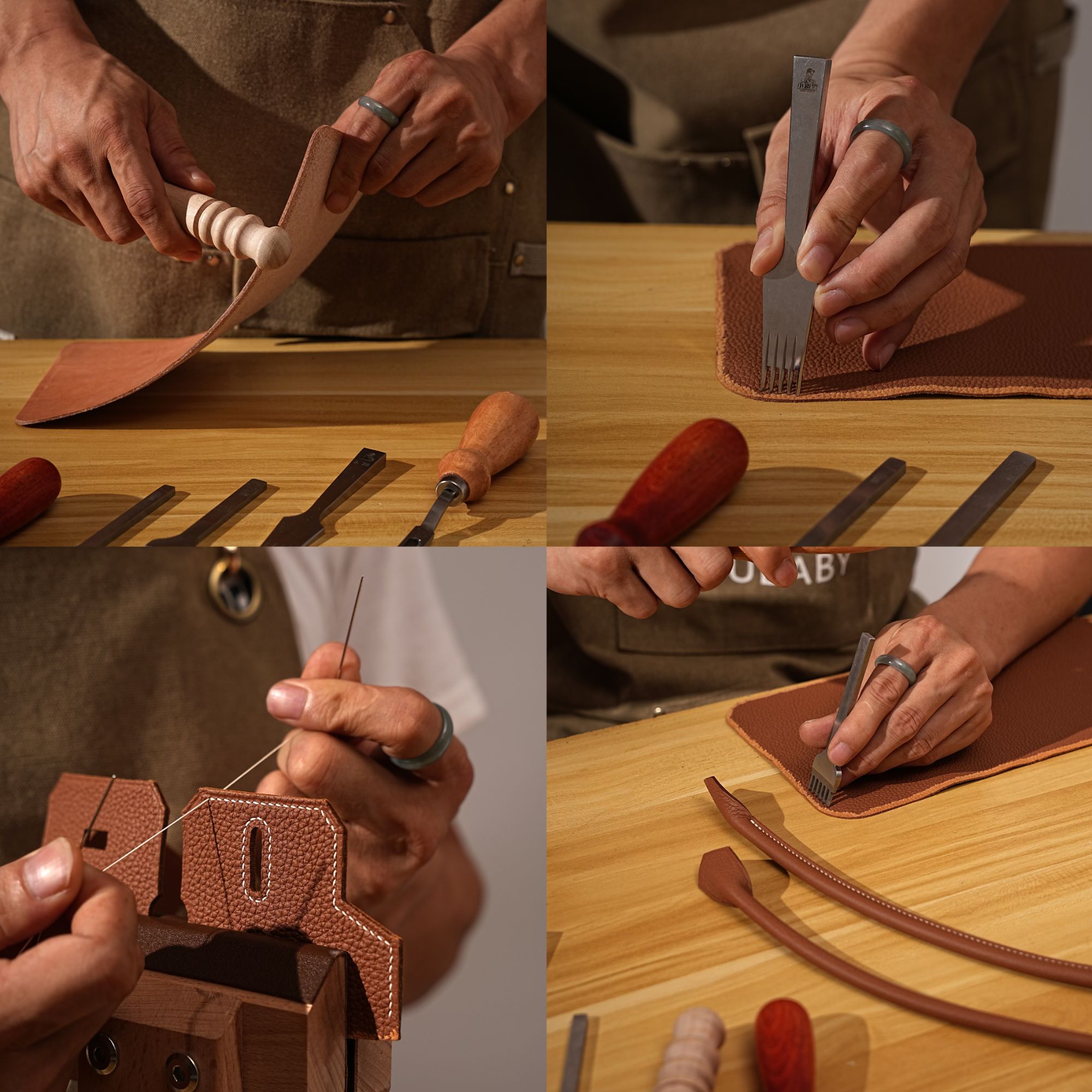 H-ad0全手工蜡线缝制原厂皮双肩包