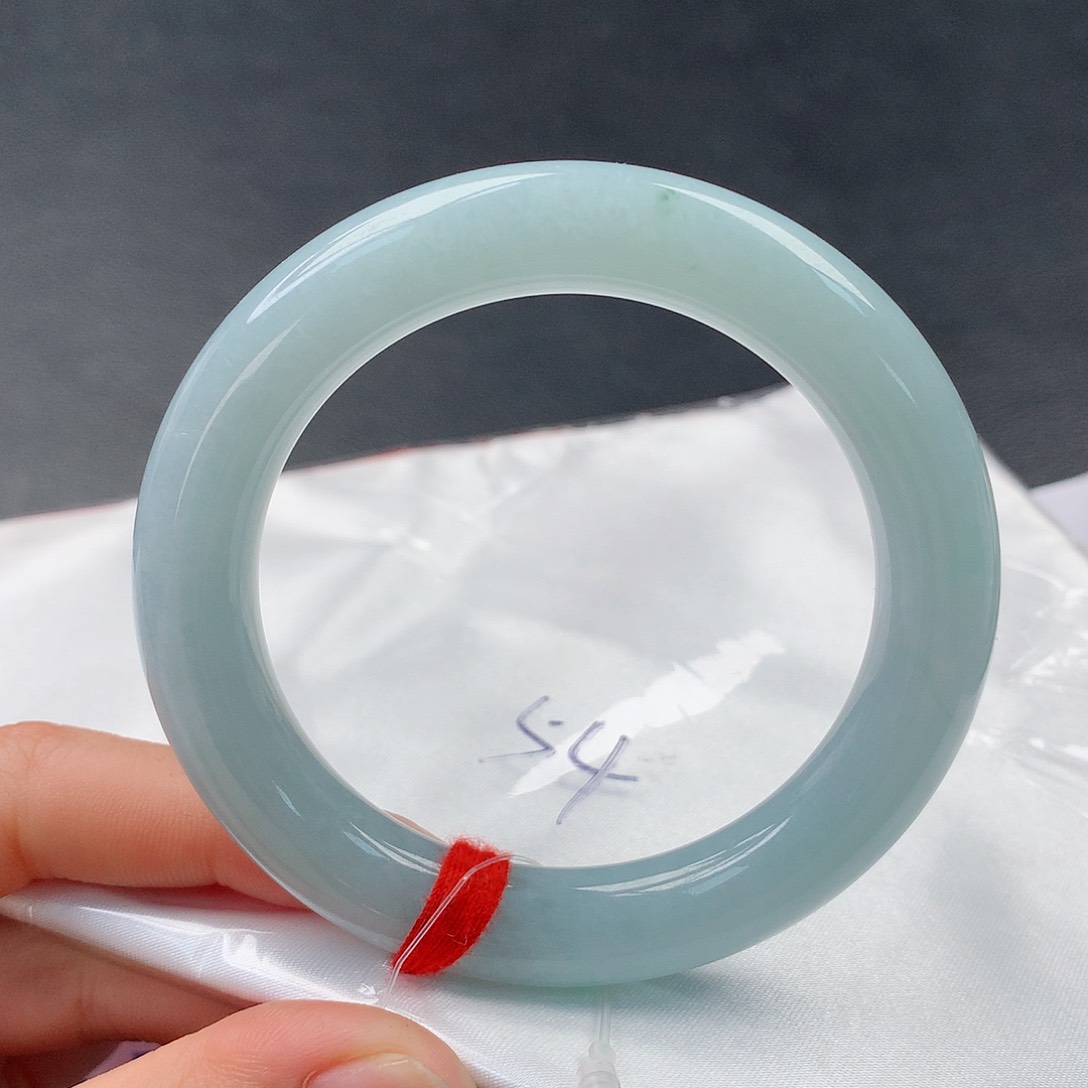 翡翠手镯足铂镶嵌0078圆54