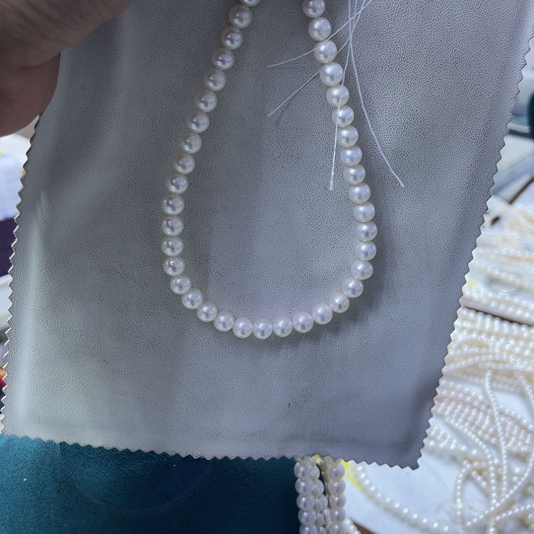 淡水珍珠项链银S925镶嵌8-9mm